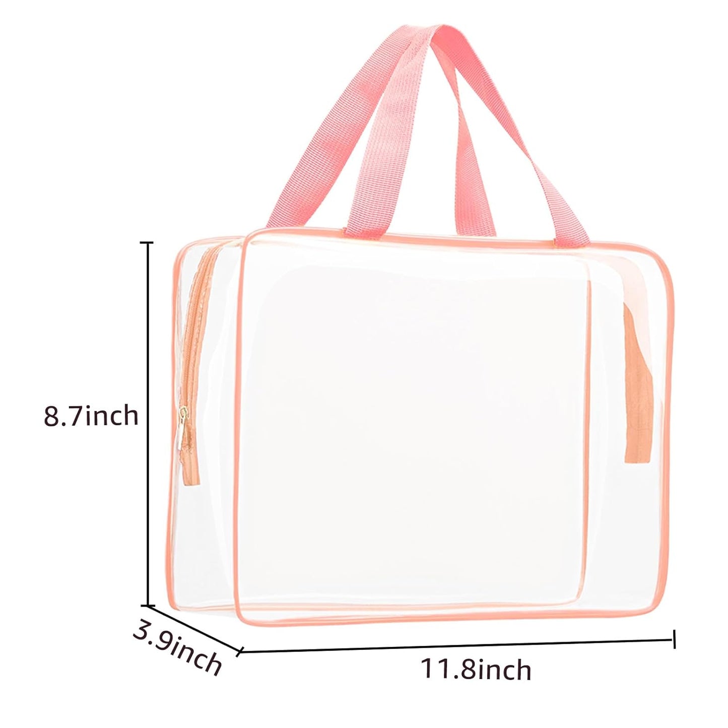 2Pcs Crystal Clear PVC Travel Toiletry Bag Kit for Women Men, Waterproof Vinyl Packing Organizer Storage Bags with Zipper Handle Straps, Cosmetic Pouch Carry on Airport Airline Compliant Bag Handbag