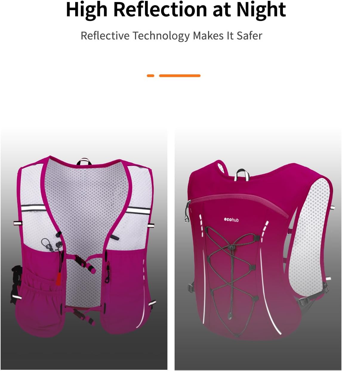 ECOHUB Running Hydration Vest Backpack,Lightweight Breathable Pack with 2L Water Bladder Bag Daypack for Hiking Trail Running Cycling Race Marathon for Women Men