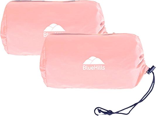 BlueHills Ultra Compact Travel Blanket 2 Pack Large Soft Cozy Portable Blanket Sheet with Carry Case and for Flight Airplane Car Layover Camping Hotel C206-2PK-Pink