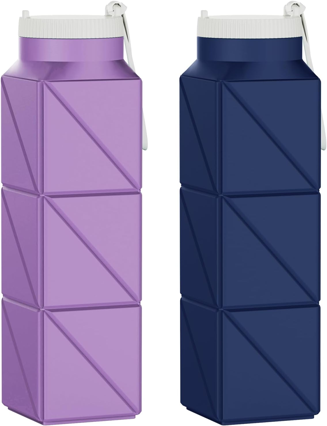 2pcs 610ml Collapsible Water Bottles Upgrade Foldable Water Bottle BPA Free Reusable Lightweight LeakProof Silicone Water Bottles 20.6oz for Travel Gym Hiking Office Camping Sport