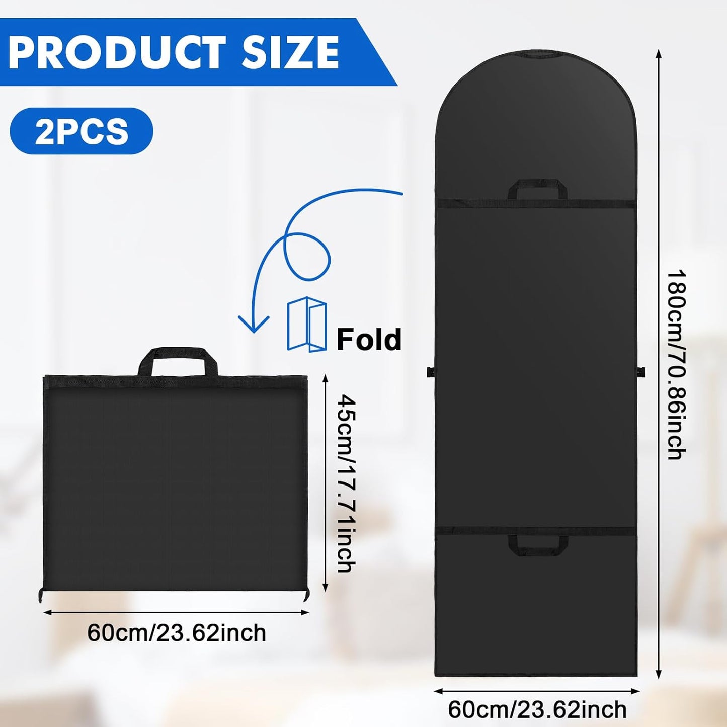 70" Long Garment Bags for Travel Dress, 2 Pack Dress Bags for Gowns, Garment Bag for Long Dress, Closet Wardrobe Bags for Gowns Tuxedos, Black