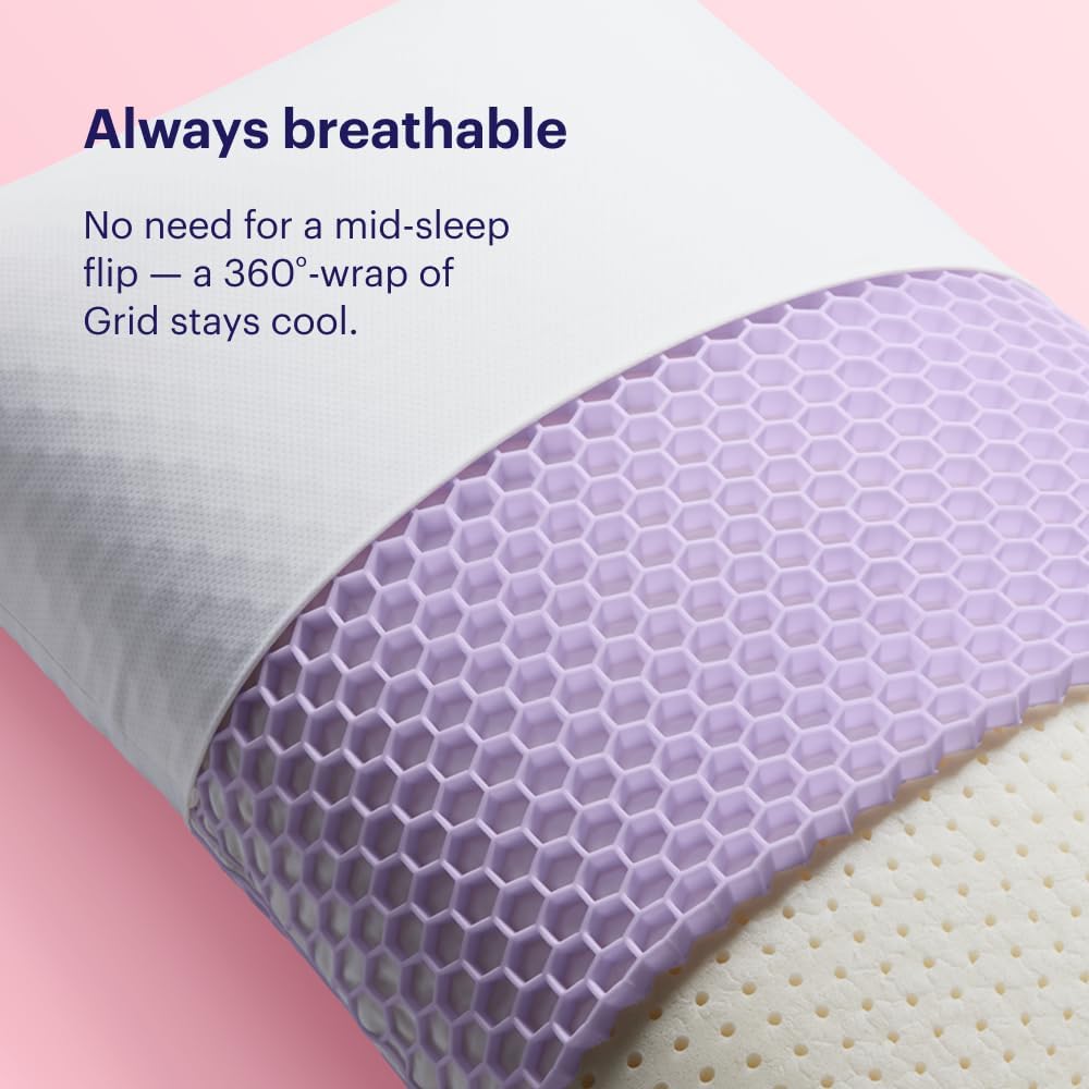 Purple Harmony Pillow - King Medium, Greatest Pillow Ever Invented, 360º Hex Grid & Talalay Latex Core - No Pressure Support, Stays Cool, Luxurious Comfort