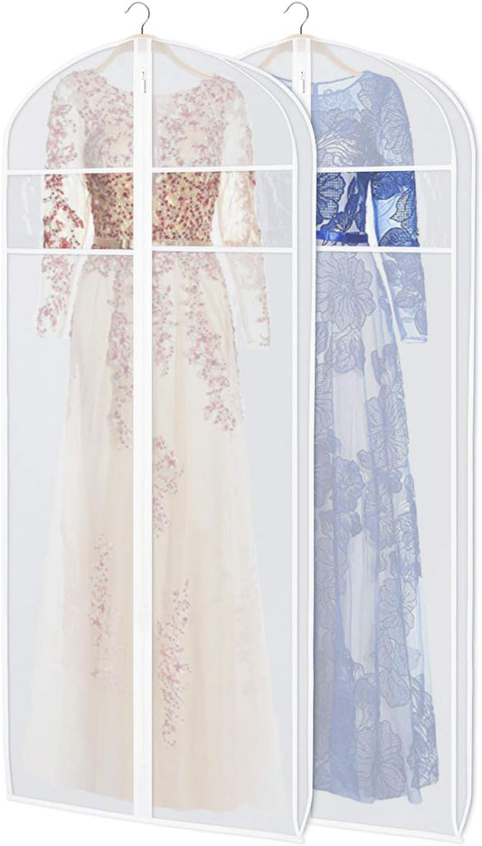 Zilink Dress Garment Bags for Storage 72-inch with Clear Window and 3" Gusset Dress Cover Bag for Long Evening Dresses,Fur Coat, Long Dress Gown Closet Storage