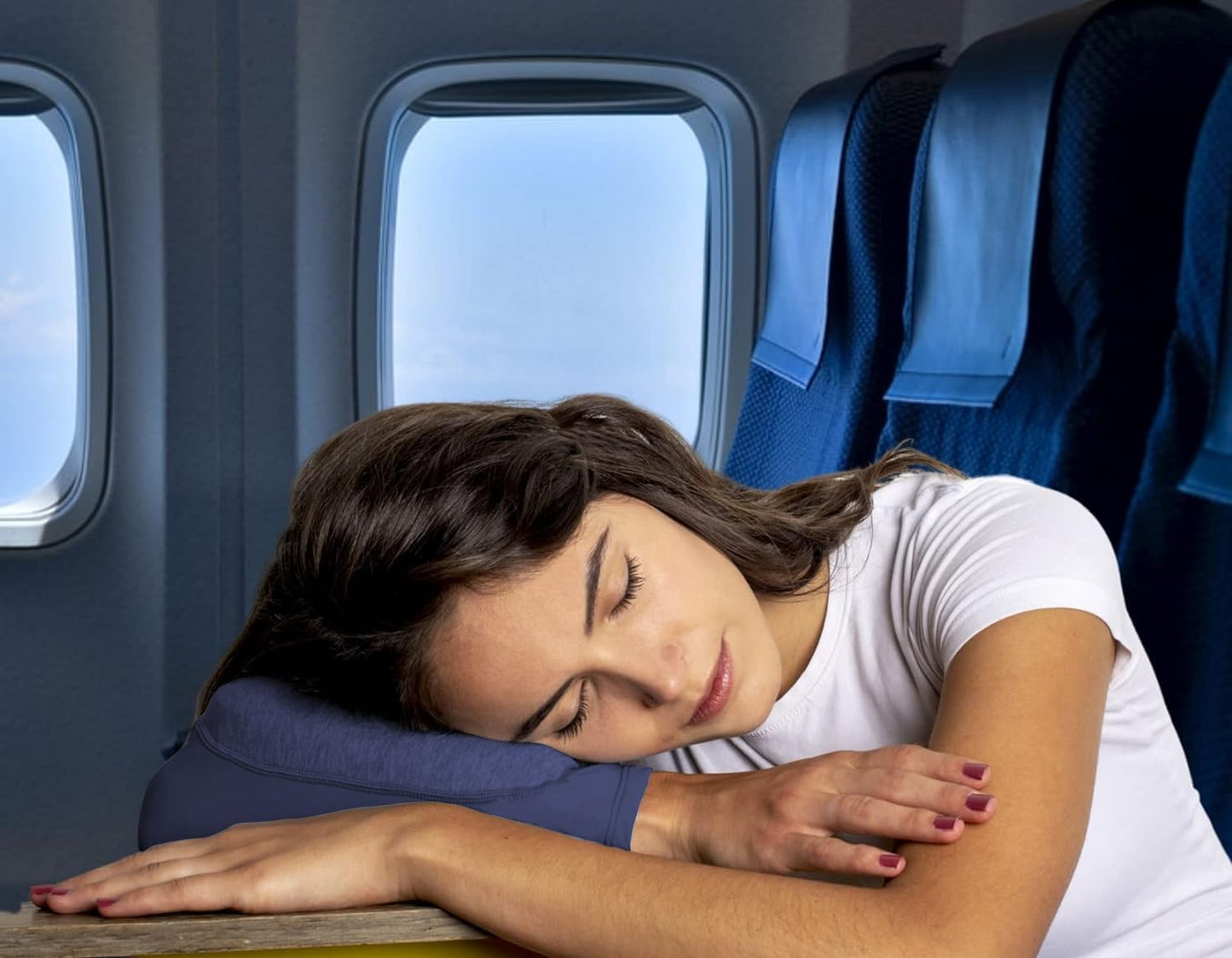 Arm Pillow, Portable Travel Memory Foam Pillow, Ultra Slim and Comfortable (Blue)