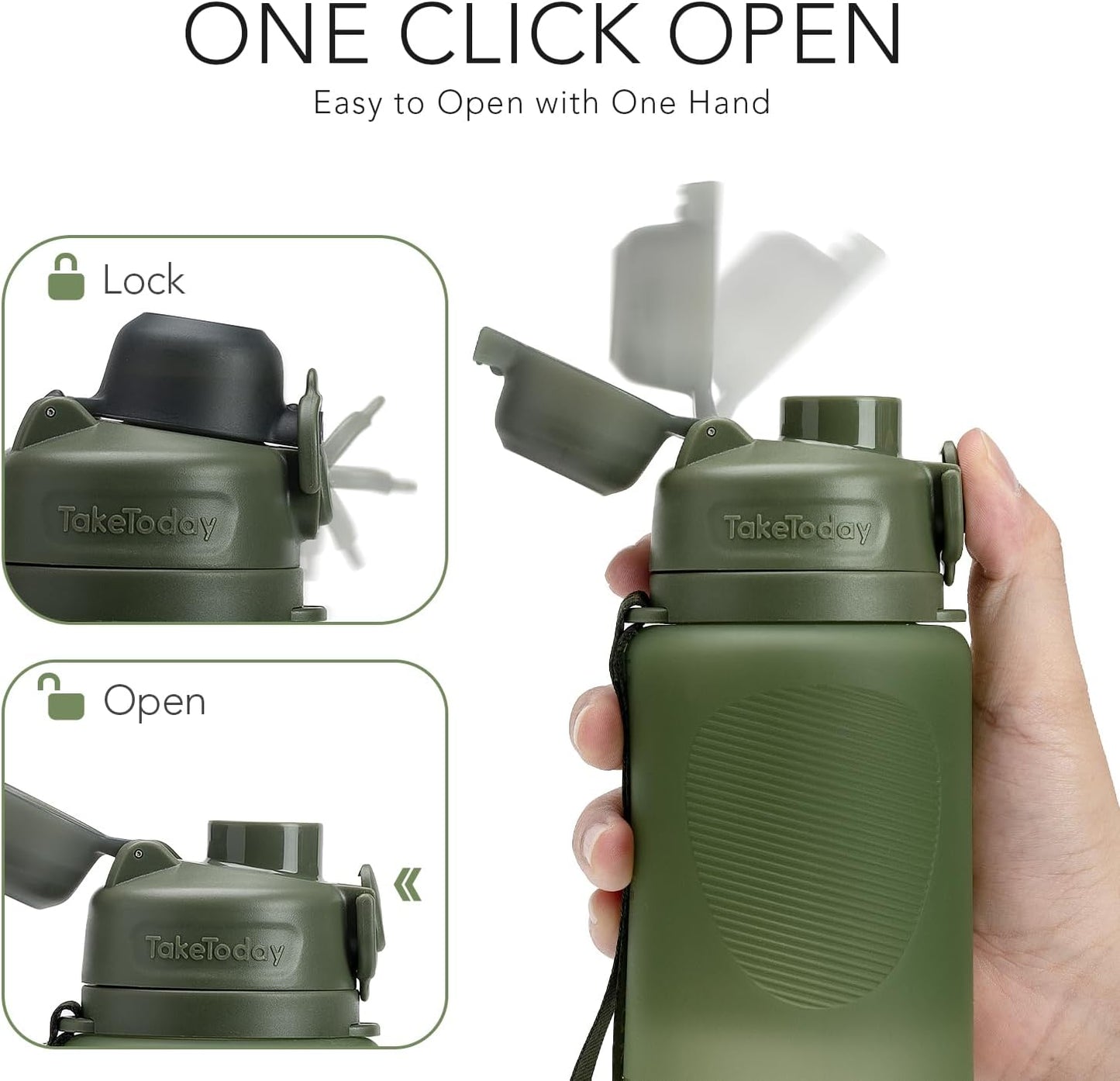 TakeToday Collapsible Water Bottles 32oz, Foldable Travel Water Bottle, BPA Free, Silicone Water Bottle Leakproof for Hiking, International Travel, Outdoors