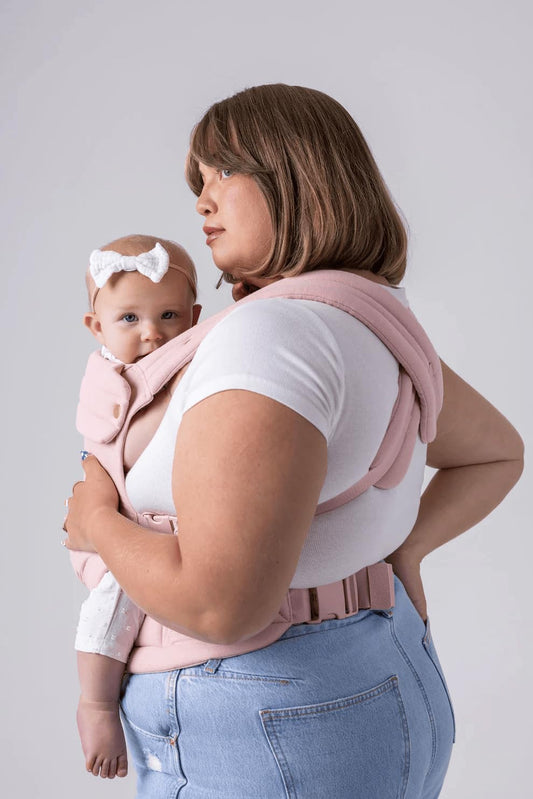 Mabē Monarch Ergonomic Baby Carrier – Premium Cotton Soft Structured Newborn to Toddler Carrier with Hip-Healthy Design, 3 Carry Positions (7-35lbs), Lightweight & Breathable, (Blush Dawn)