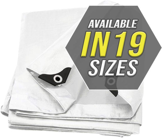 Large Waterproof Tarp - Heavy Duty 10 Mil Thick Poly Tarpaulin Ideal for Canopy Tents, Boats, RV or Pool Covers - Multipurpose Protective Tarps with Grommets for Indoor and Outdoor Use | 12' x 20'