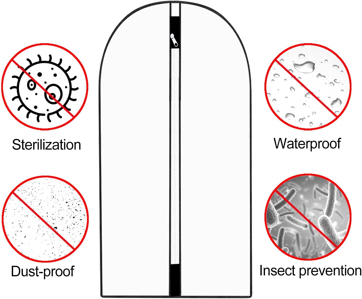 Pwsap 12 Pack Breathable Clothes Covers with Zip, Hanging Garment Covers Bags Dress Bag Covers Moth-Proof Mens Suit Storage Bag Dust Cover for Wardrobe Storage and Travel(Clear)