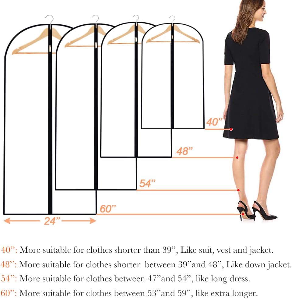 Garment Bags for Hanging Clothes Travel (set of 12) Clothing Suit Bags for Closet Storage Wedding Dress Garment Bag with Zipper Gown Garment Bag for Long Dresses