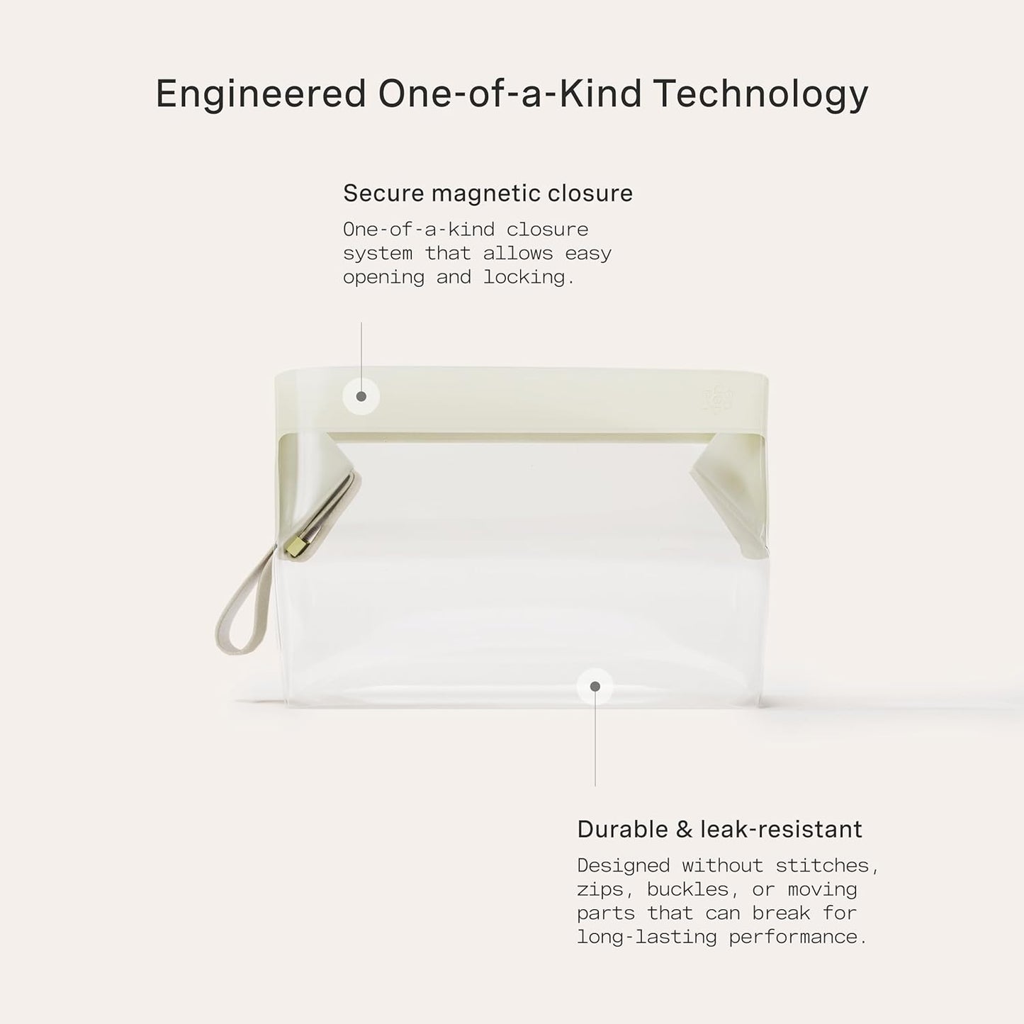 Cadence Parcel - Clear Dopp Kit with Magnetic Closure - Durable and Leak-Resistant Travel Toiletry Kit - Modular Design