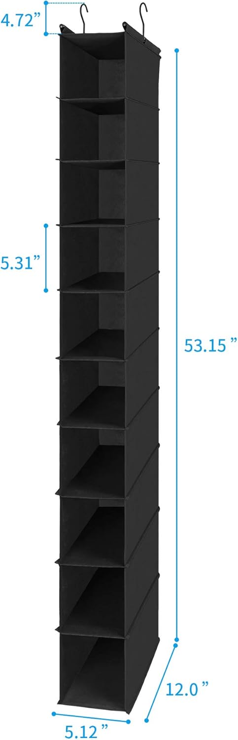 MAX Houser 10-Shelf Hanging Shoe Shelf Organizer, Hanging Shoe Storage for Closet,Pack of 2 (Black)