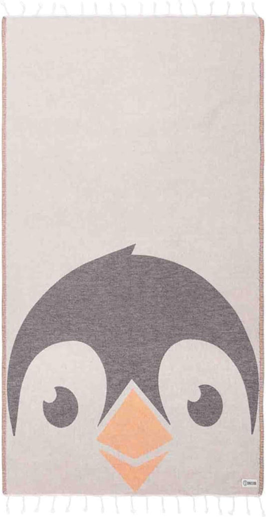 Sand Cloud Turkish Beach Towel - Sand Free - 100% Organic Turkish Cotton Yarn - Quick Dry Towel for Beach, Picnic, Blanket or Bath - As Seen on Shark Tank - Marine Life (Tux Penguin)