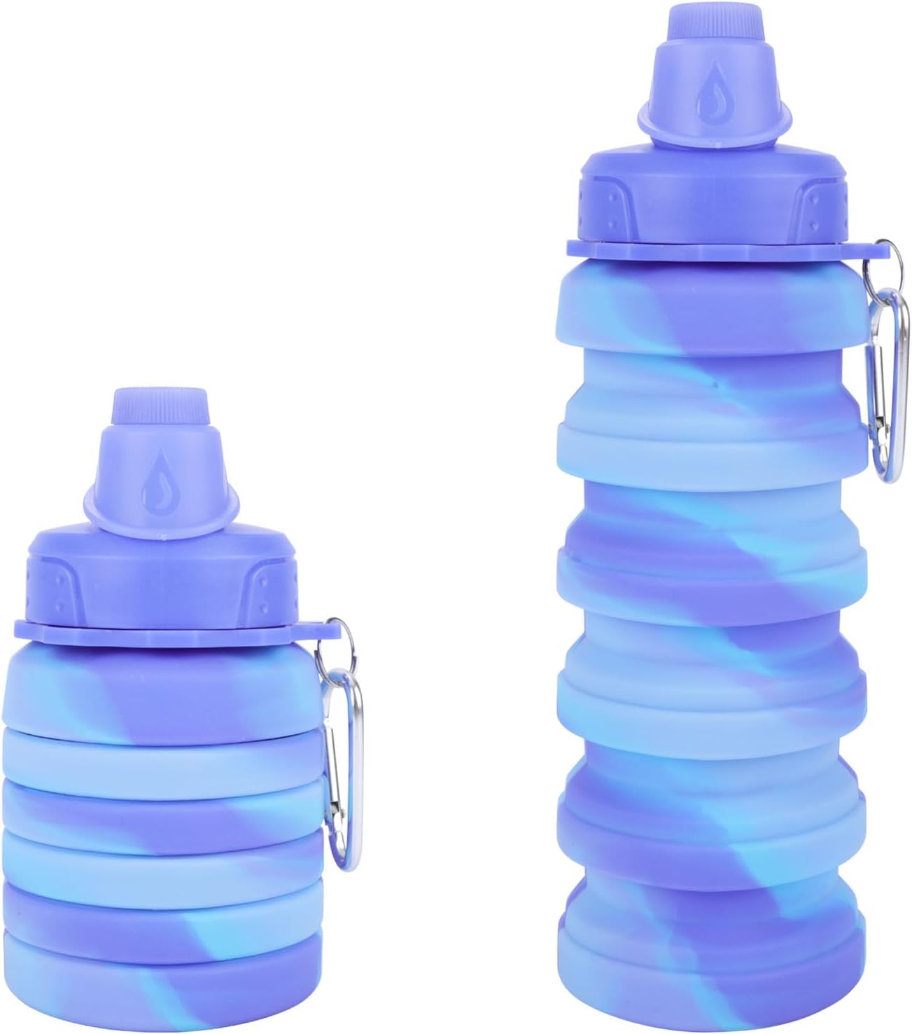 Collapsible Water Bottle for Adults, Boys, Students, Kids, Reusable Silicone Foldable Water Bottles for Travel Camping Hiking, Portable Sports Water Bottle, Purple & Blue
