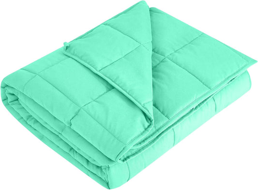 L'AGRATY Weighted Blanket - 48"x72" 15lbs Cooling Breathable Heavy Blanket Microfiber Material with Glass Beads for Adult All-Season Summer Fall Winter Soft Thick Comfort