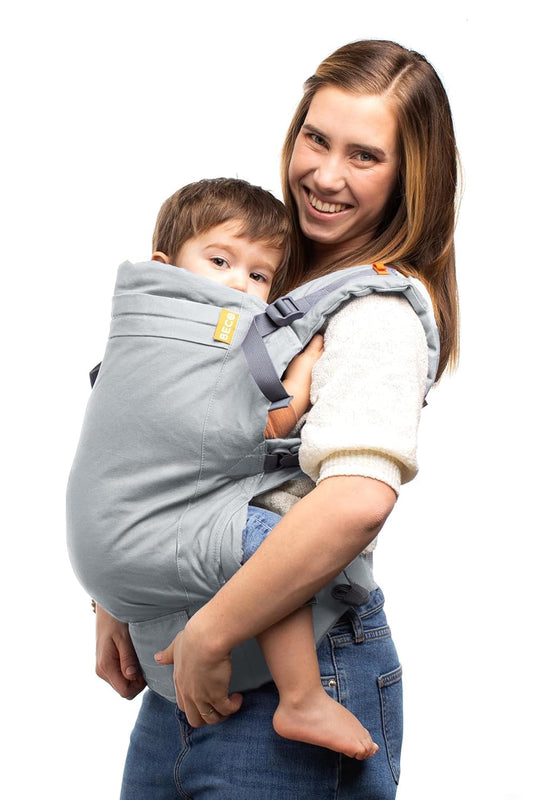 Beco Baby Carrier Toddler Carrier with Extra Wide Seat, 100% Cotton Toddler Carrying Backpack Style and Front-Carry, Lightweight & Breathable Child Carrier, 20-60 lbs (Grey)