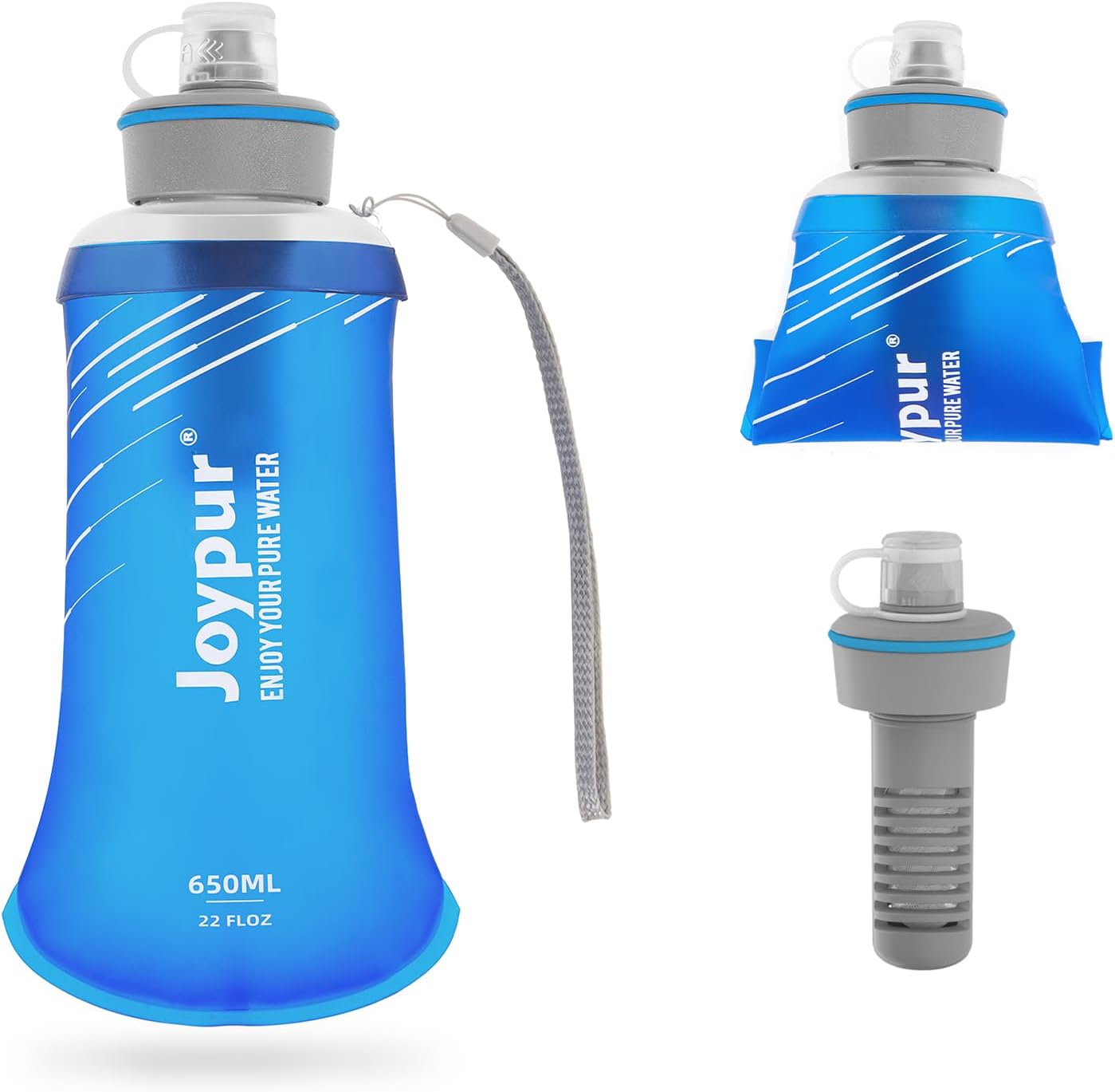 Water Filter Bottle Survival - 650/1000/2000ml Collapsible Water Bottle with NSF/FDA Certification with Filter Squeeze Water Filter Bottle Portable Water Filter Hiking Backpacking Camping