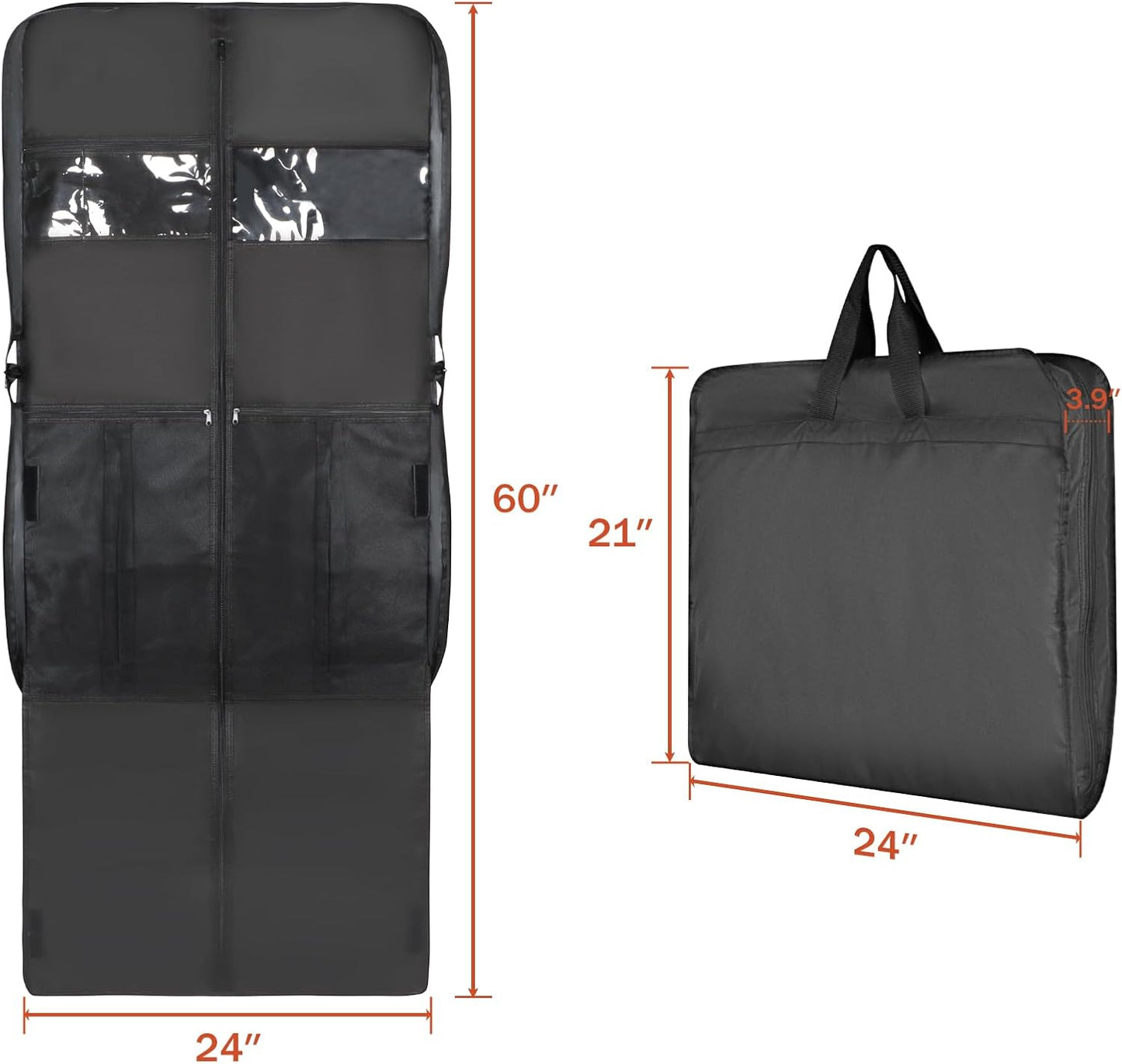 Univivi 60 '' Foldable Extra Long Dress Garment Bag, Premium Breathable & Tear-resistant Hanging Dress Cover for Travel and Closet Storage with Mesh Shoe Pocket and 2 Carry Handles