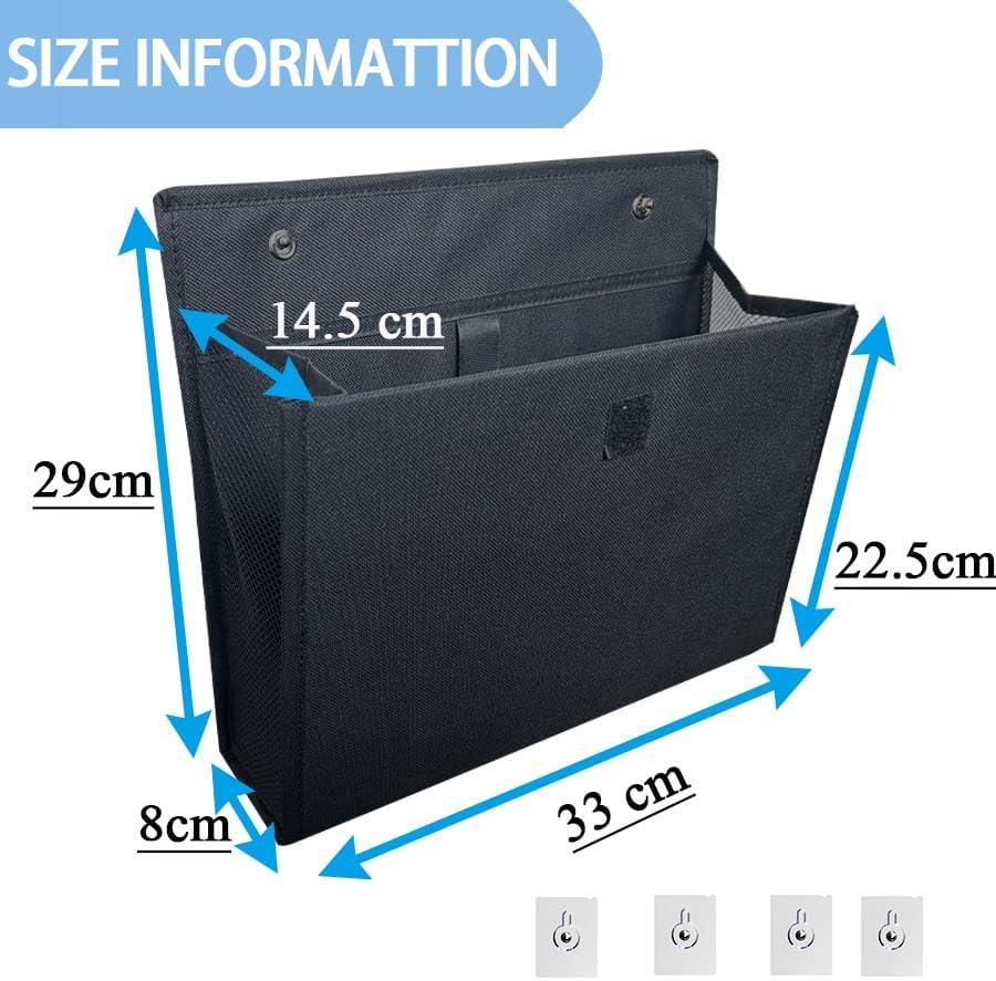 Over the Door Shoe Organizer, Grey 16 Pockets Hanging Shoe Storage Rack with Large Deep Pockets, Oxford 600D Fabric Shoe Storage Rack with 6 hook for Shoes, Home Accessories etc (Black, 1-Grid)