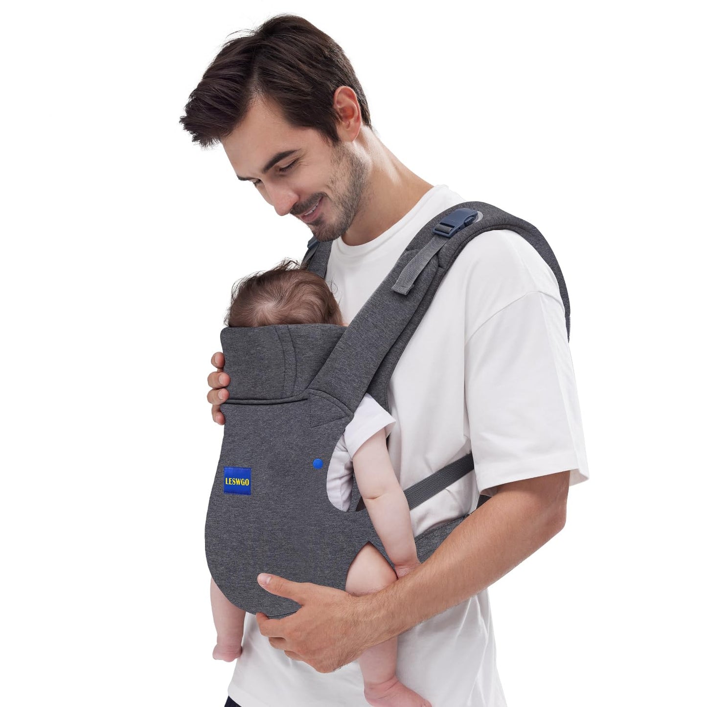 Baby Carrier Newborn to Toddler,Newborn Carrier(7-25lbs) with Head Support, Cozy Baby Wrap Carrier, with Hook&Loop for Easily Adjustable, Soft Fabric (Breathable Black) (All-Gray)