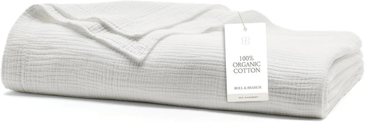 BOLL & BRANCH Dream Bed Blanket - Full/Queen, White - Luxury 100% Organic Cotton - Soft, Lightweight and Breathable - Cloud-Like Touch
