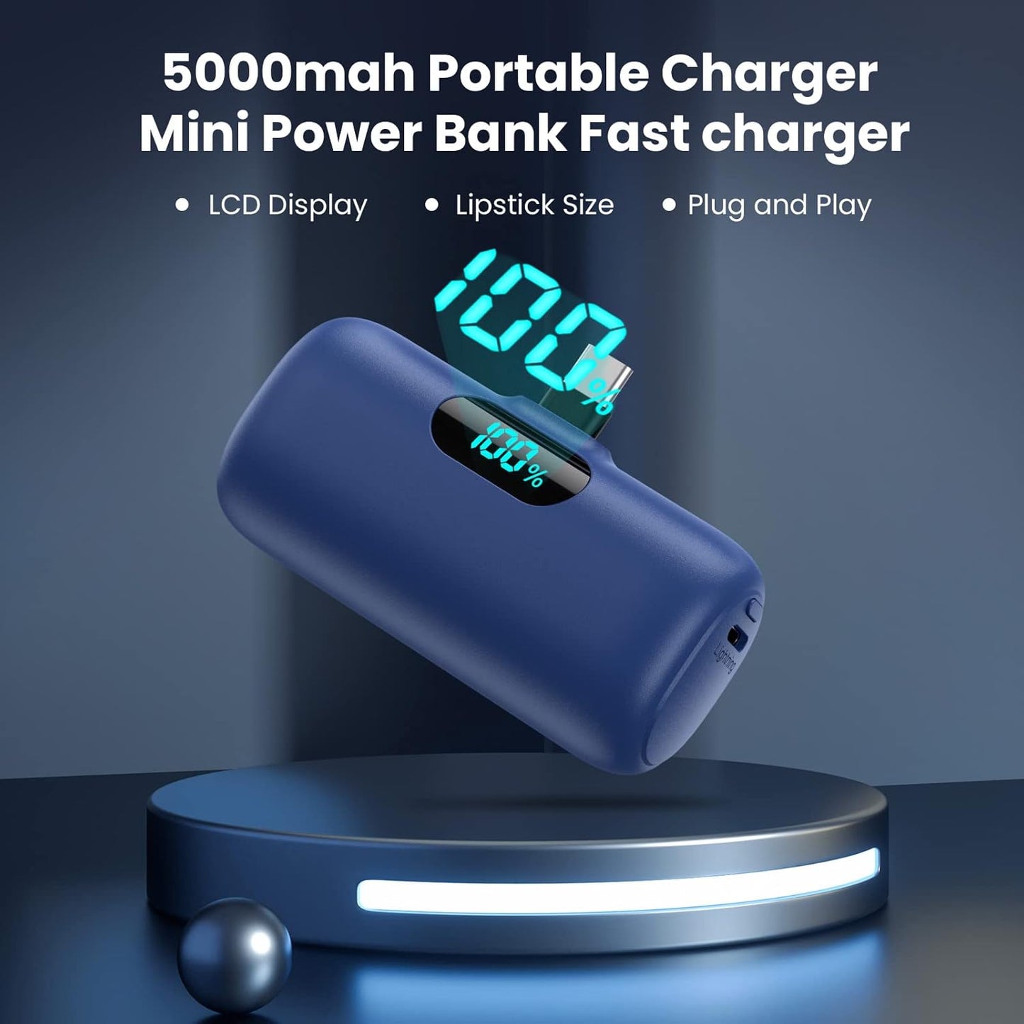 [2-Pack] Mini Portable Charger 5000mAh Power Bank,3A PD USB C Cell Phone Portable Power, LCD Display Battery Pack Compatible with iPhone 16/15/15 plus/15 pro/15 pro Max/Android/Samsung/Moto/LG etc
