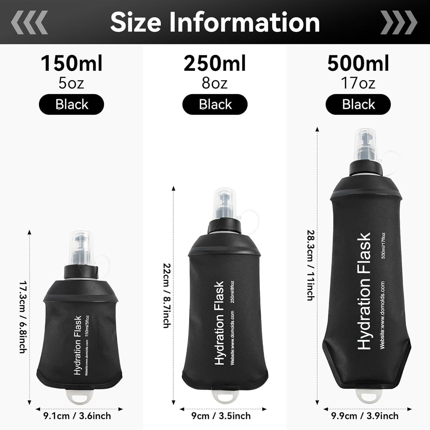 AXEN Soft Flask TPU Foldable Running Hydration Flask, Soft Collapsible Water Bottle for Hydration Pack Cycling Marathon Running Hiking