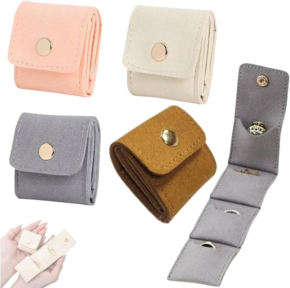 Mini Travel Jewelry Bag, 2025 New Travel Jewelry Case Organizer, Portable Foldable Compartment Auxiliary Mini Travel Jewelry Roll Bag With Buckle For Small Jewelry Earrings, Rings, Necklaces (F)