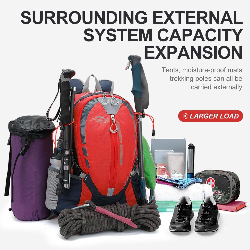 INOXTO Small Hiking Backpack with 2L Water Bladder and Waterproof Rain Cover, 25L Hydration Daypack for Travel, Cycling, Camping, Outdoor