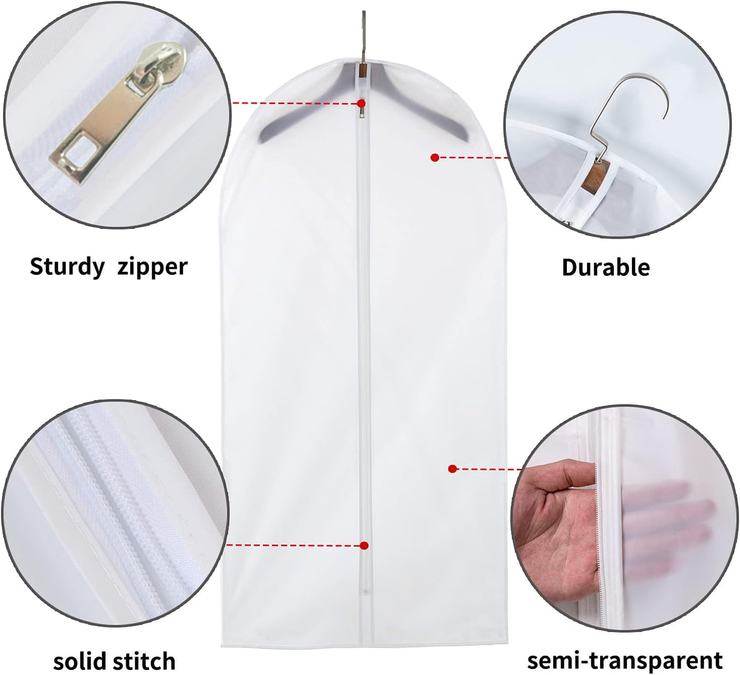 36" Women Suit Bags, Garment Bags For Hanging Clothes, Plastic Garment Bags for Closet Storage, Suit Cover Bags with Zipper for Short Coats, Jackets, Shirts 24"x36"/ 12 Pack (24" x 36" 12Pack)