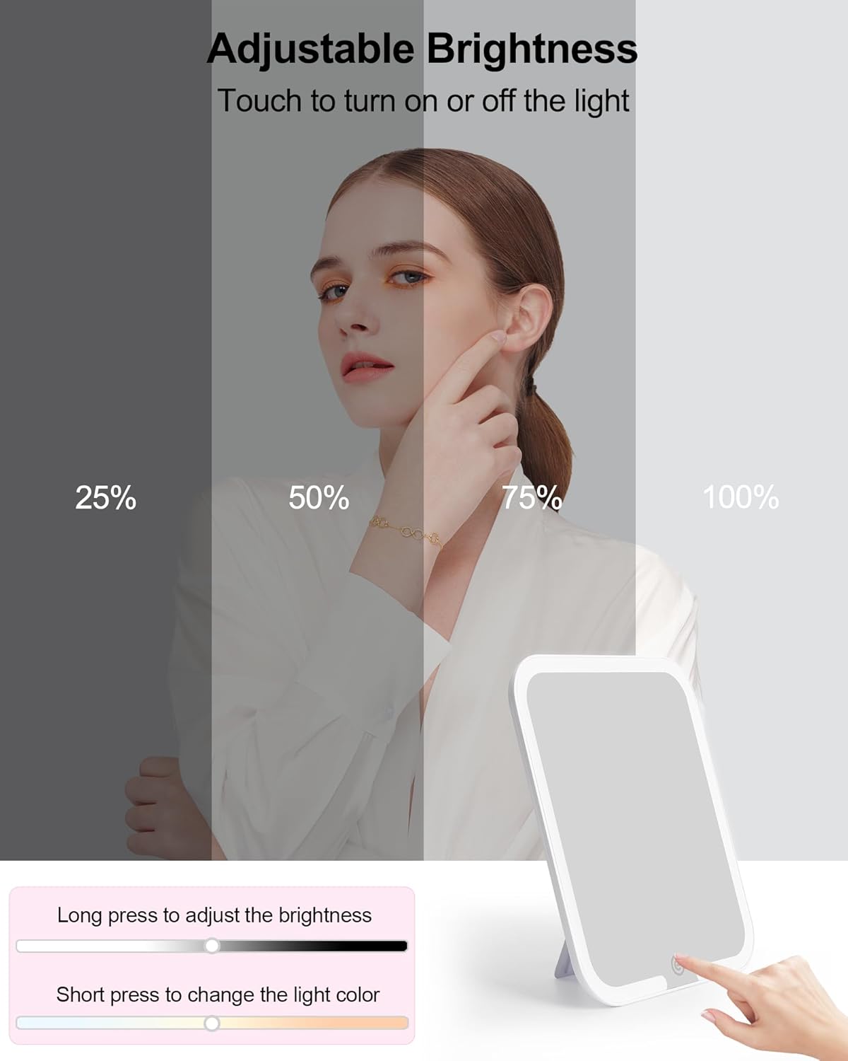 Chomeiu Makeup Bag with LED Mirror, Cute Cosmetic Bags Birthday Gifts for Girls Women, Makeup Train Case Artists Organizer Large Make Up Bags with Light Up Mirror 3 Color Lights, Pink Geometry