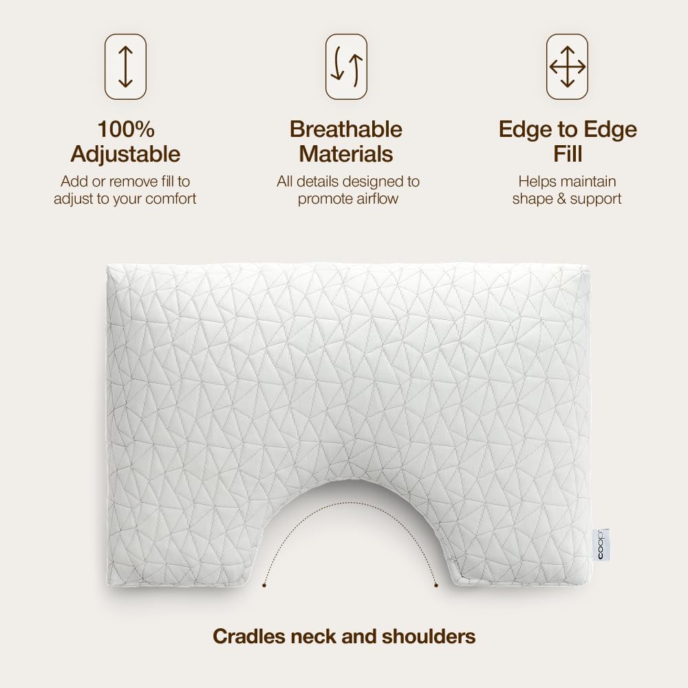 Coop Home Goods Original Cut-Out Adjustable Pillow, King Size Bed Pillows for Neck & Head Support, Memory Foam Pillows - Medium Firm for Side Sleeper, CertiPUR-US/GREENGUARD Gold