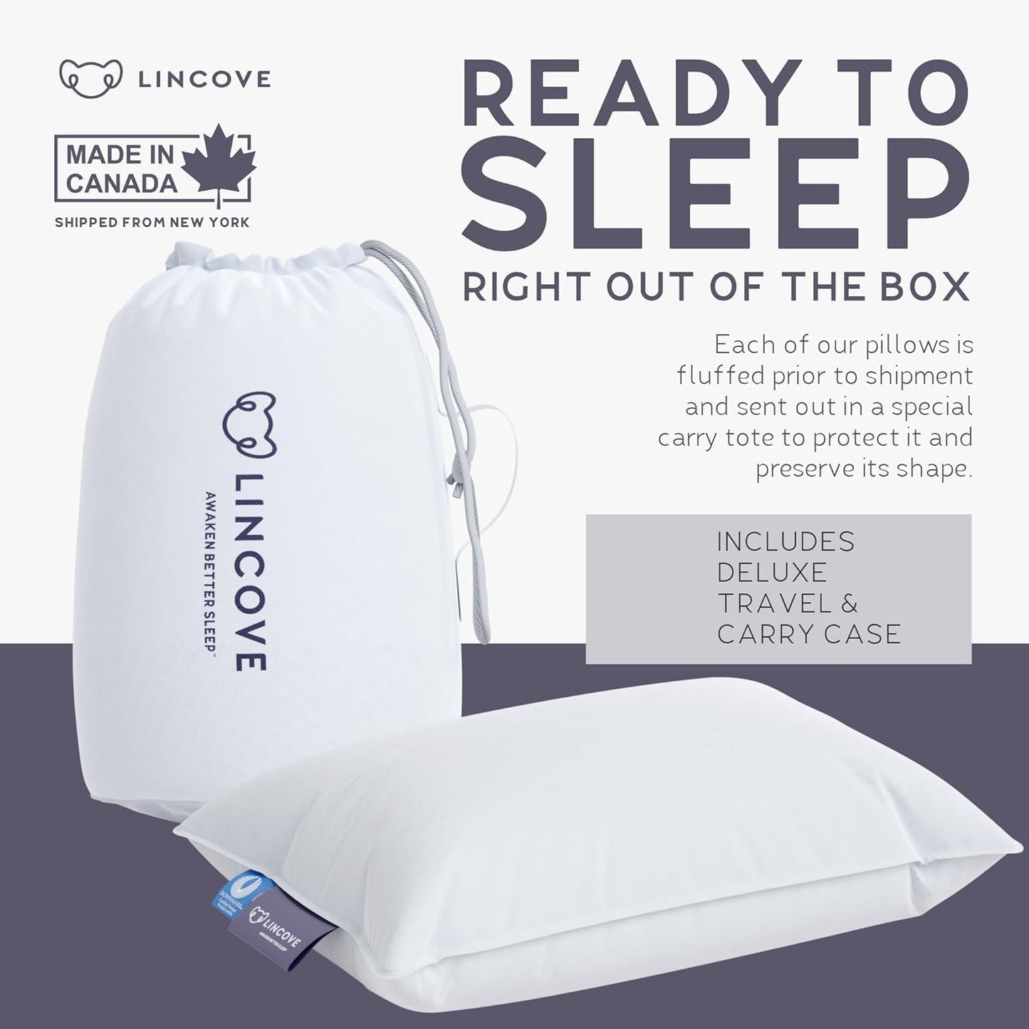 Lincove Microgel Travel Pillow - Global Recycled Standard Certified - Plush and Cozy Luxury Pillow to Support Head, Neck, While Sleeping on Airplanes, Cars, Hotels & Home - 12"x16" - 2 Pack