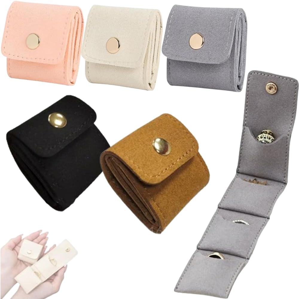 Mini Travel Jewelry Bag, 2025 New Travel Jewelry Case Organizer, Portable Foldable Compartment Auxiliary Mini Travel Jewelry Roll Bag With Buckle For Small Jewelry Earrings, Rings, Necklaces (G)