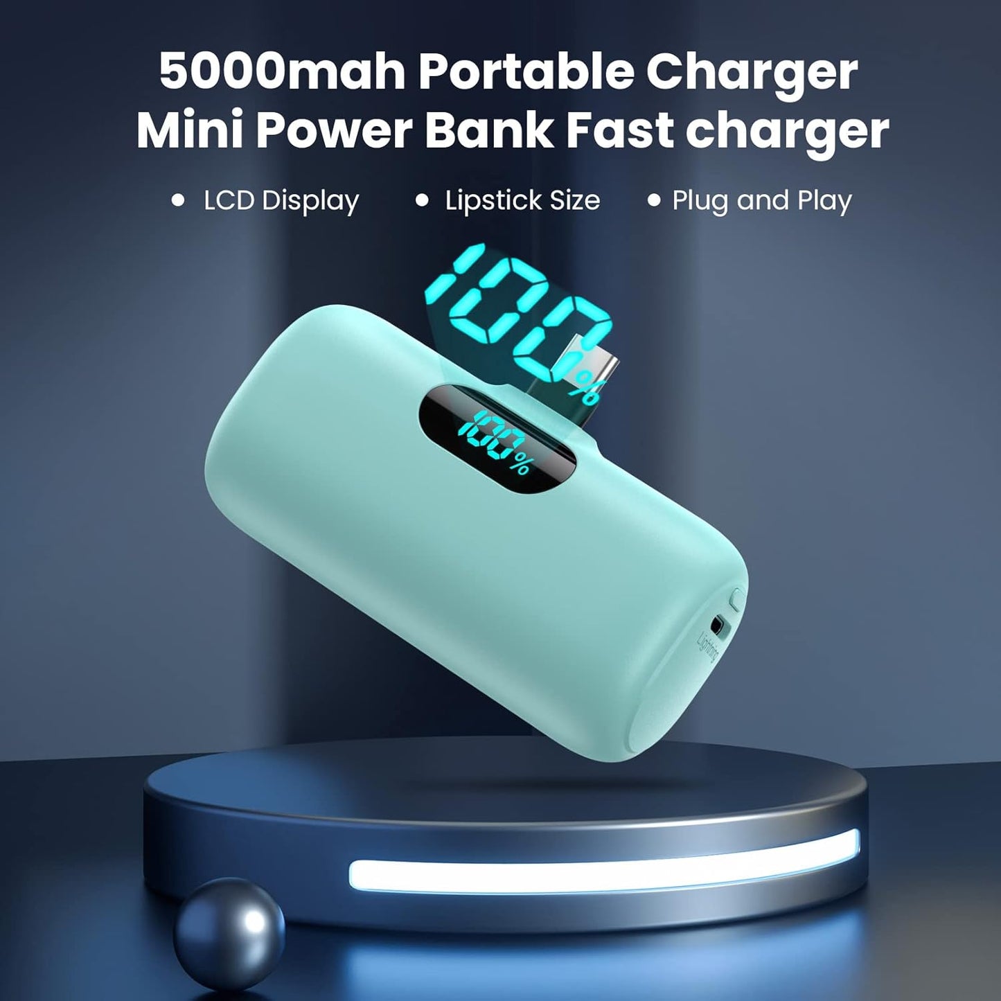 [2-Pack] Mini Portable Charger 5000mAh Power Bank,3A PD USB C Cell Phone Portable Power, LCD Display Battery Pack Compatible with iPhone 16/15/15 plus/15 pro/15 pro Max/Android/Samsung/Moto/LG etc