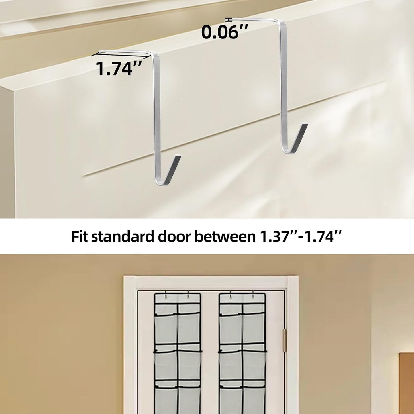 Over The Door Shoe Organizer, 14 Large Mesh Pockets Hanging Shoe Rack for Closet Organizers and Storage, Gray, 2-pack (gray)
