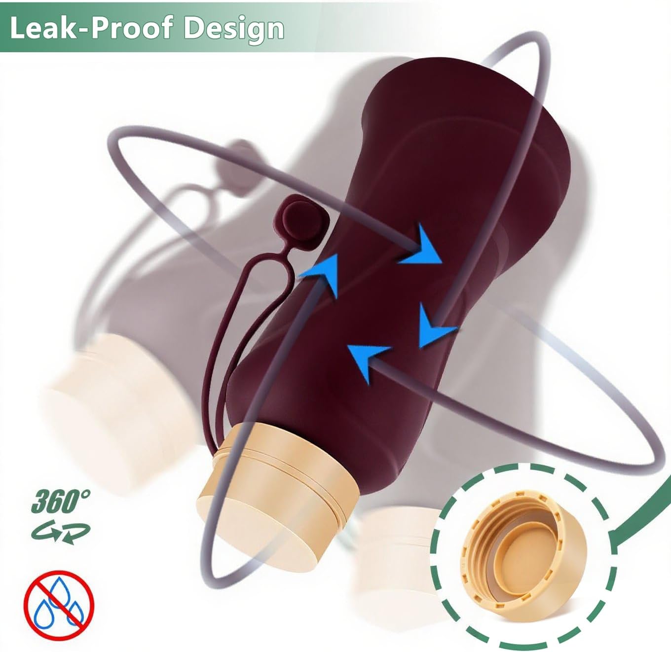 Collapsible Water Bottles,650ml,Leak Proof,Reuseable BPA Free Silicone Foldable Water Bottles,Durable Lightweight for Travel Gym Camping Hiking,Compact Size Portable Sports Water Bottle (Coffee)