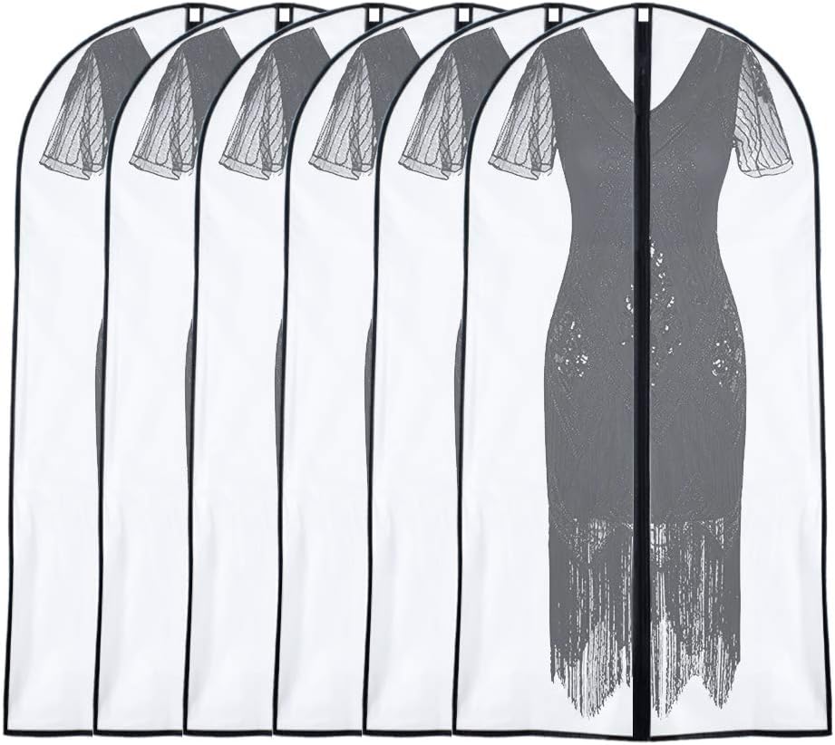 Garment Bags for Hanging Clothes 24'' x 48'' (Set of 6) Suit Covers for Closet Garment Bag Suit Cover for Suits Jacket Dresses Clothes Storage [Upgraded Version]