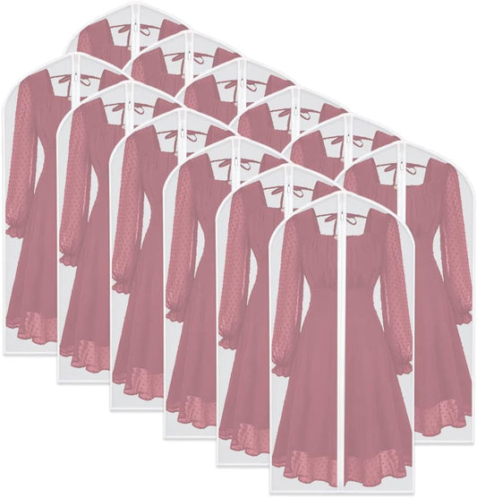 Garment Bags for Hanging Clothes (Set of 12) Travel Garment Bag with Zip Clothes Garmet Bag Shirt Suit Travel Bags for Men Closet Cover for Open Closet Storage (White 24'' x 48'')