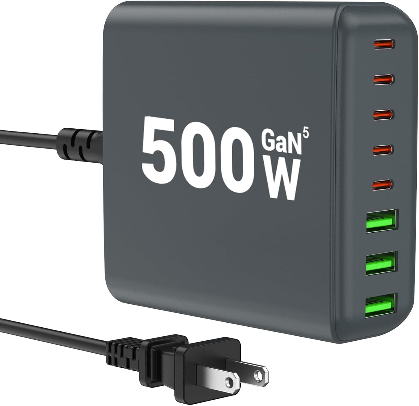 500W USB C Charger Block, 8-Port USB C Charging Station Fast Charging PD 120W PC Laptop Charger Adapter Compatible with MacBook Pro/Air/All iPad,DELL, iPhone 16/15/14/13/Pro Max/Galaxy