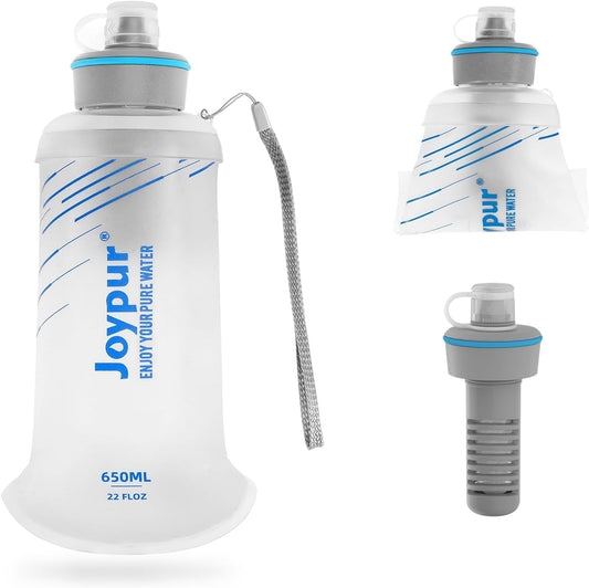 Water Filter Bottle Survival - 650/1000/2000ml Collapsible Water Bottle with NSF/FDA Certification with Filter Squeeze Water Filter Bottle Portable Water Filter Hiking Backpacking Camping