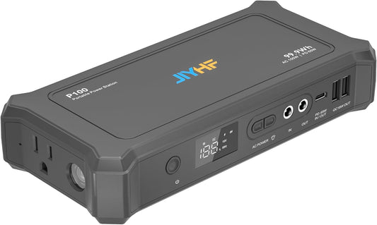 JIYHF Portable Power Bank with AC Outlet - 99.9Wh Laptop Charger & Backup Power, 100W AC + 65W USB-C PD Fast Charging for Travel, Home & Outdoor, Emergency Use(FAA Compliant)