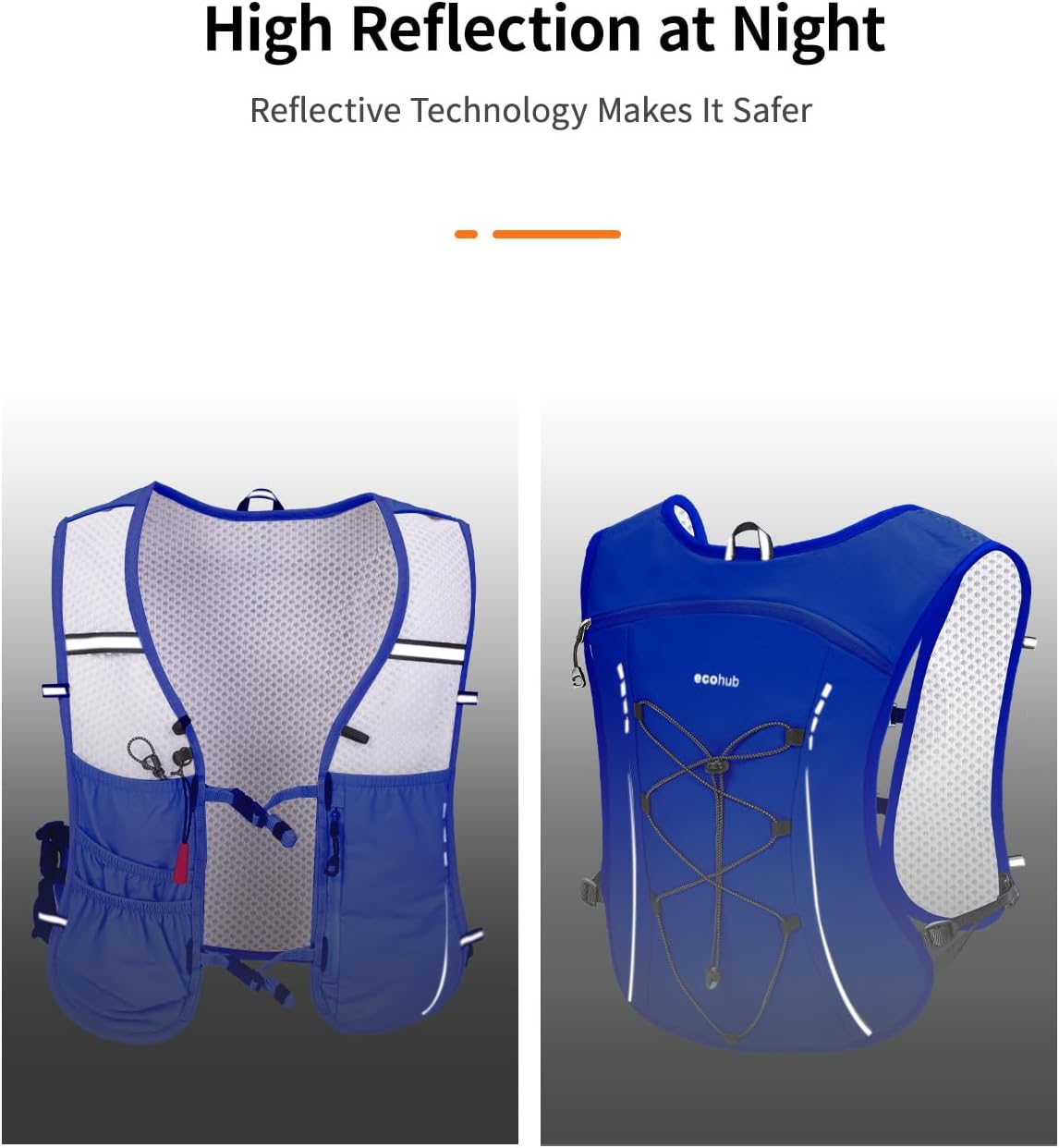 ECOHUB Running Hydration Vest Backpack,Lightweight Breathable Pack with 2L Water Bladder Bag Daypack for Hiking Trail Running Cycling Race Marathon for Women Men