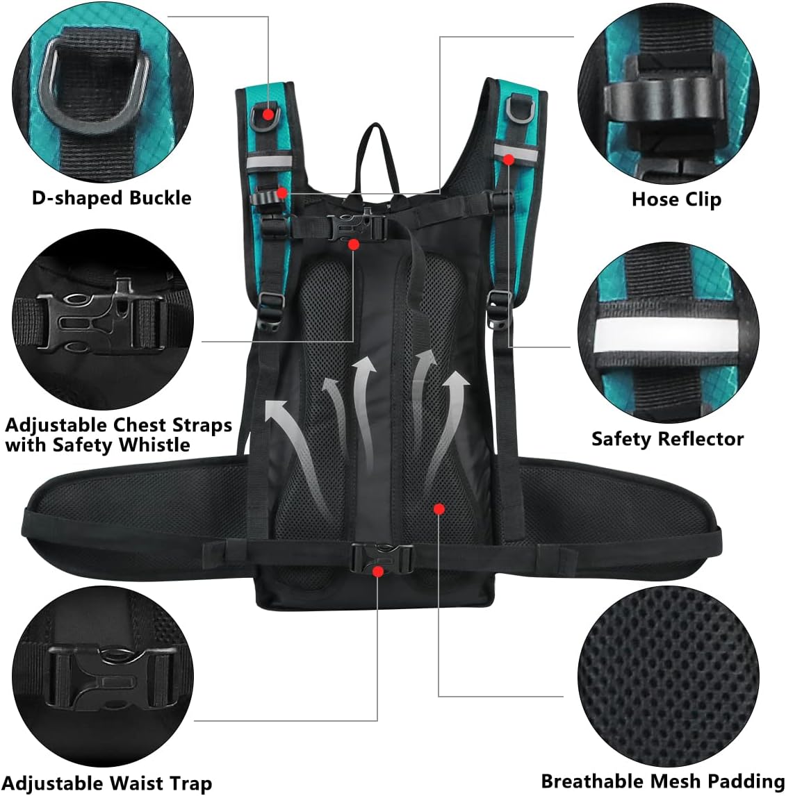 Insulated Hydration Pack Backpack with 3L BPA Free Leak-Proof Water Bladder, Keep Liquids Cool for Up to 5 Hours, Daypack for Hiking, Running, Cycling, Hunting, Climbing