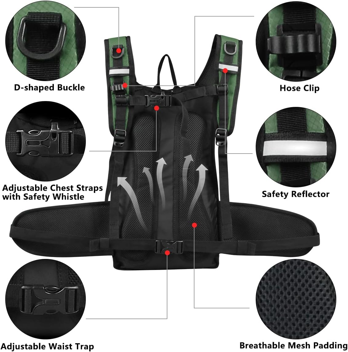 Insulated Hydration Pack Backpack with 3L BPA Free Leak-Proof Water Bladder, Keep Liquids Cool for Up to 5 Hours, Daypack for Hiking, Running, Cycling, Hunting, Climbing