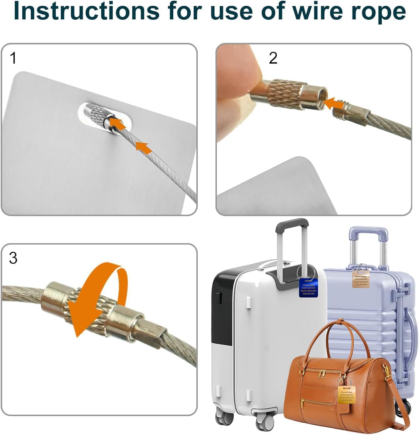 (5Pack Made in USA) Custom Personalized Luggage Tags-Customized Unique tag for Suitcase Backpack Travel,Bags (Blue (2 × 2))