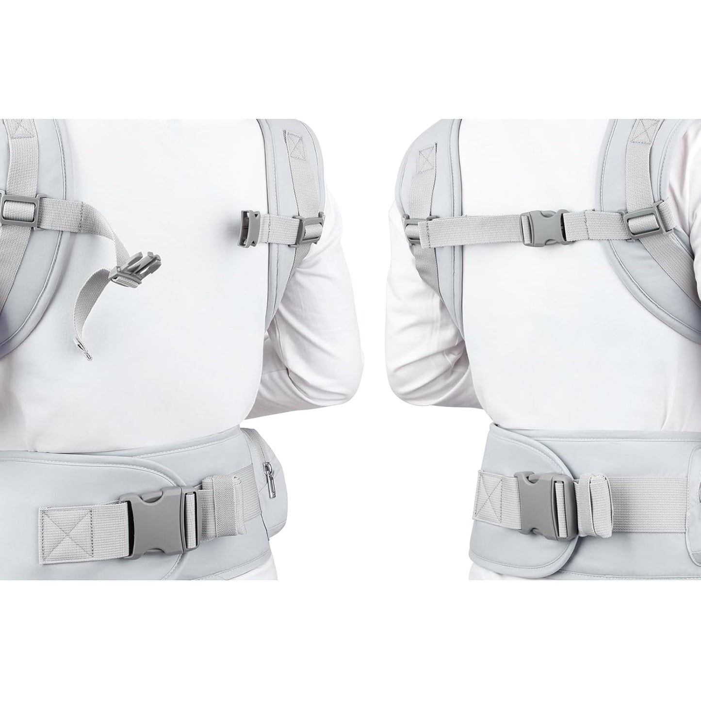 Bebamour Baby Carrier with Hip Seat,All-Position Breathable Mesh Hip Seat & Carrier 0-36Months with Head Hood, 3 PCS Teething Pads, Waist Extender,Storage Bag & Pacifier Case (Grey)