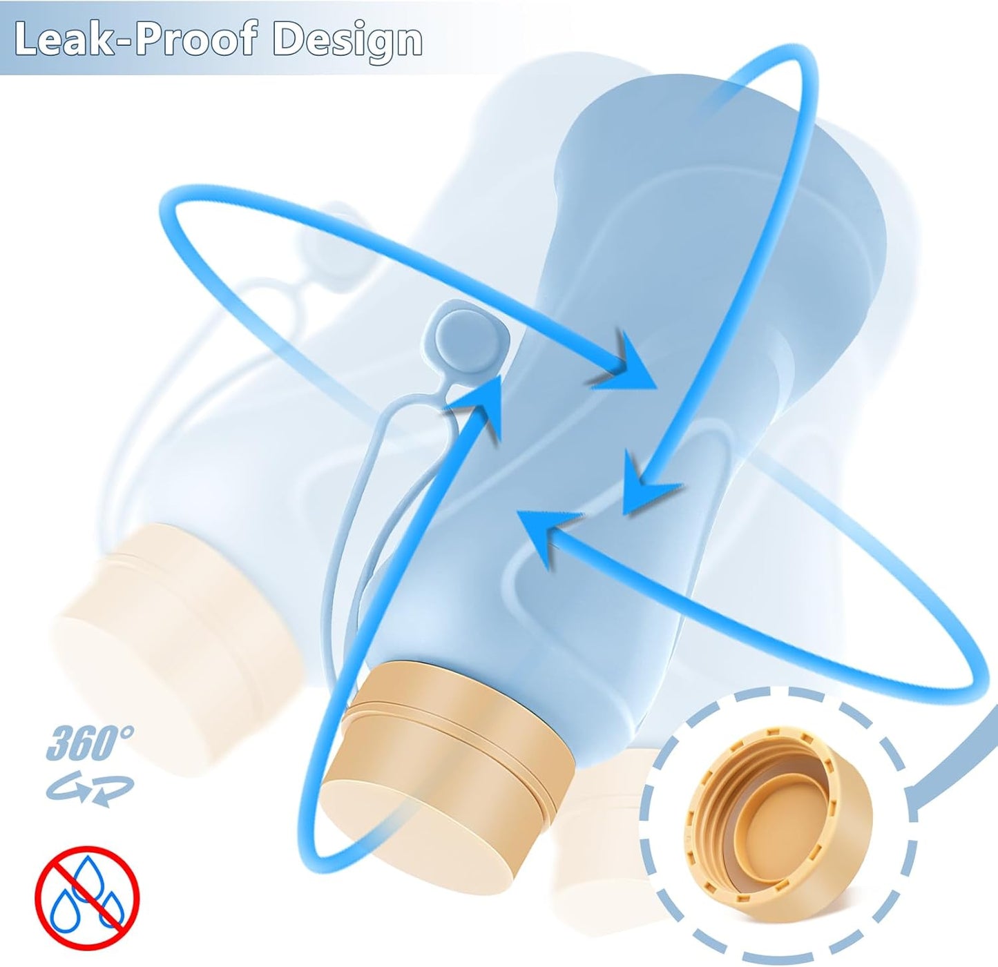 Collapsible Water Bottles,650ml,Leak Proof,Reuseable BPA Free Silicone Foldable Water Bottles,Durable Lightweight for Travel Gym Camping Hiking,Compact Size Portable Sports Water Bottle (Blue)