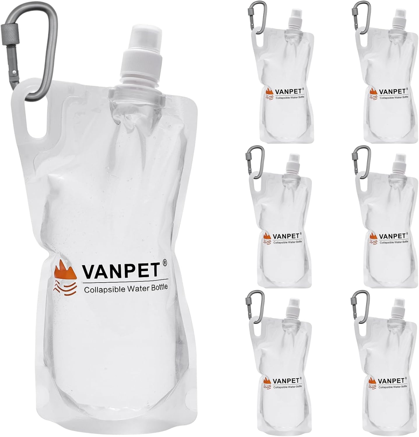 1L Hiking Collapsible Water Bottles, 33OZ BPA-Free Plastic Flasks, Reusable Drink Bags, Foldable Backpacking Water Bottle for Travel Camping Hiking (6-Pack)