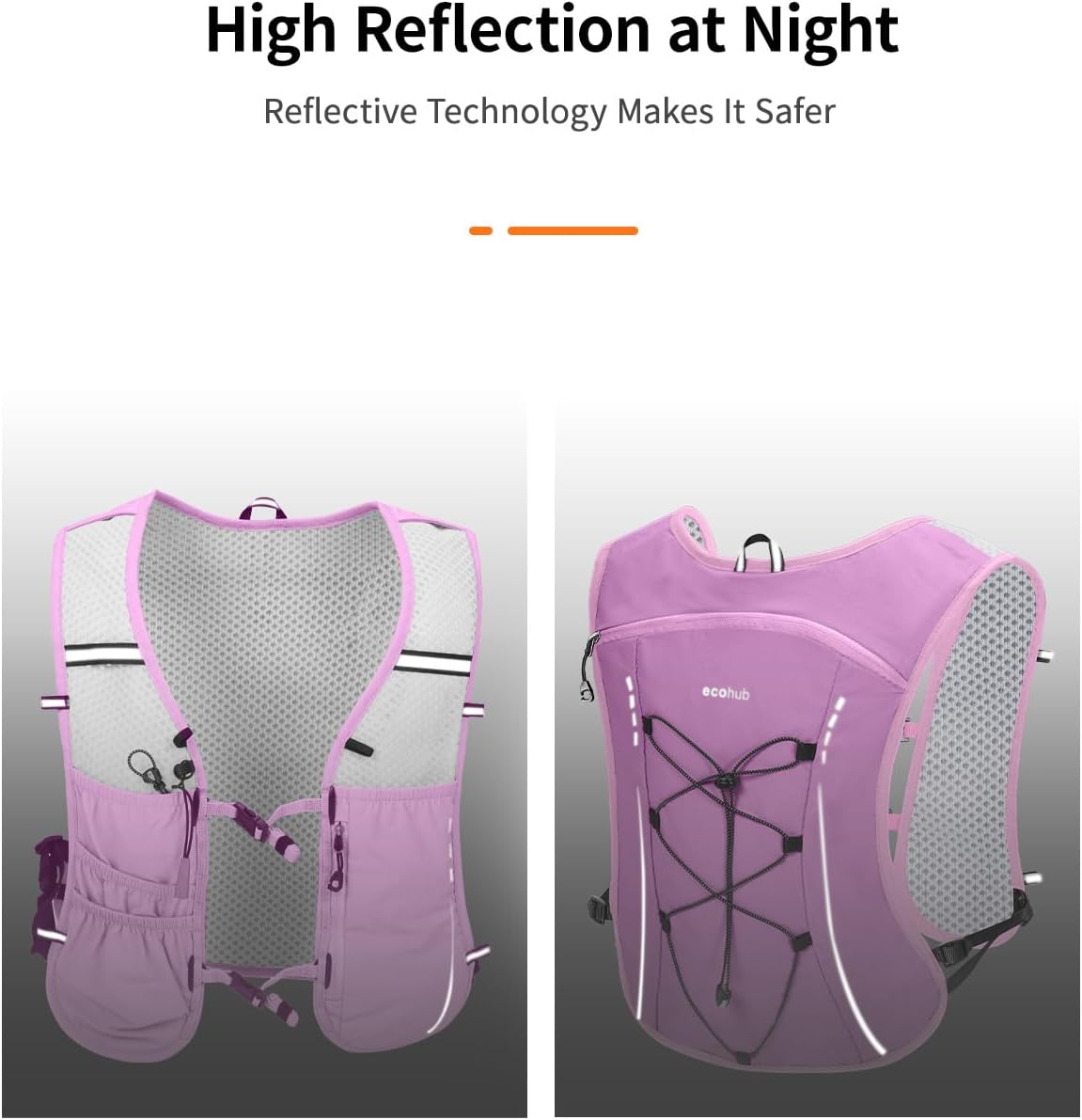 ECOHUB Running Hydration Vest Backpack,Lightweight Breathable Pack with 2L Water Bladder Bag Daypack for Hiking Trail Running Cycling Race Marathon for Women Men