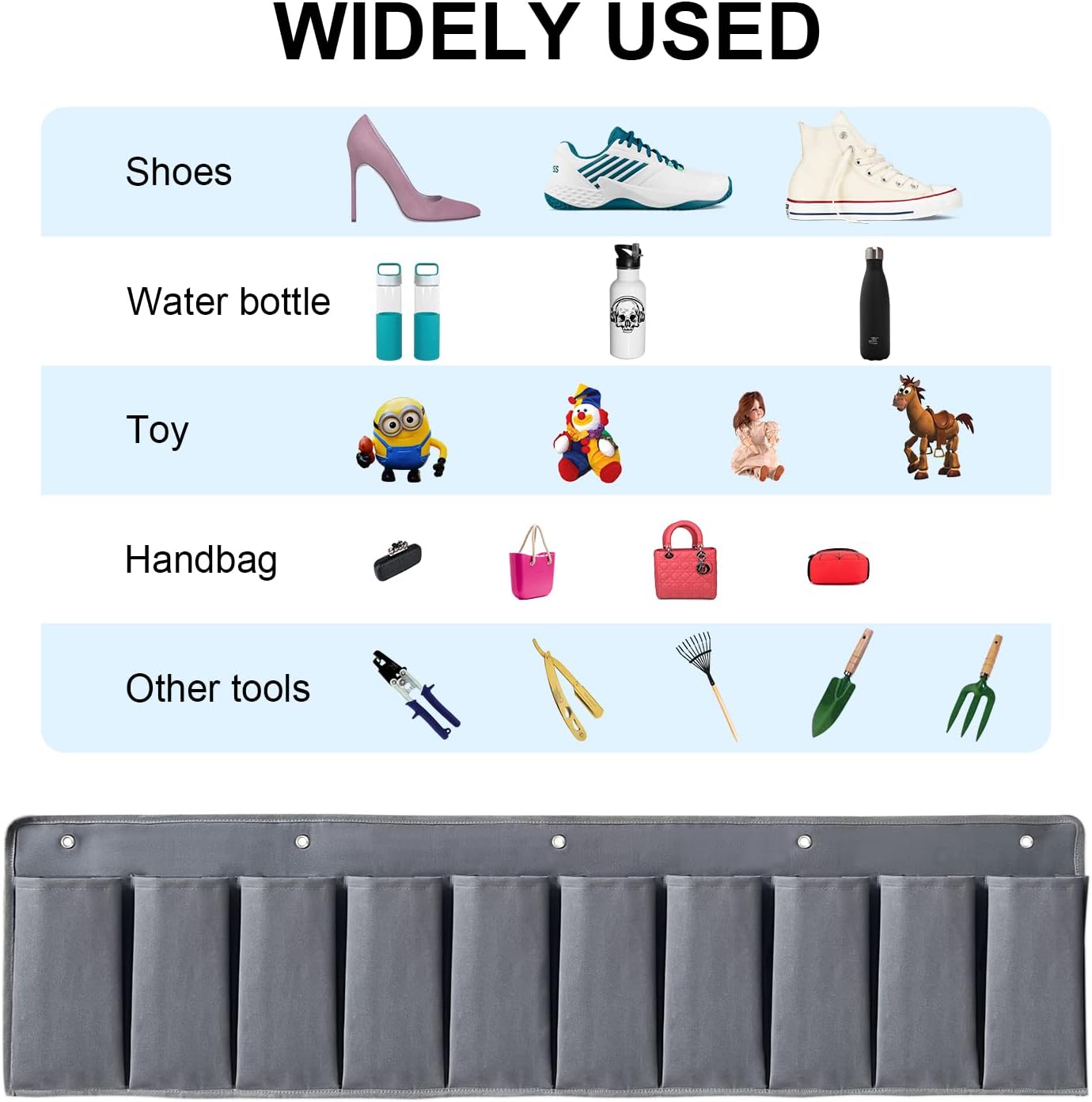 RV Shoe Pockets 10 Pockets Heavy Hanging Bedside Storage Organizer with Sturdy Hooks Storage Pockets Hangs on bed for Shoes Toys and Tool Accessories